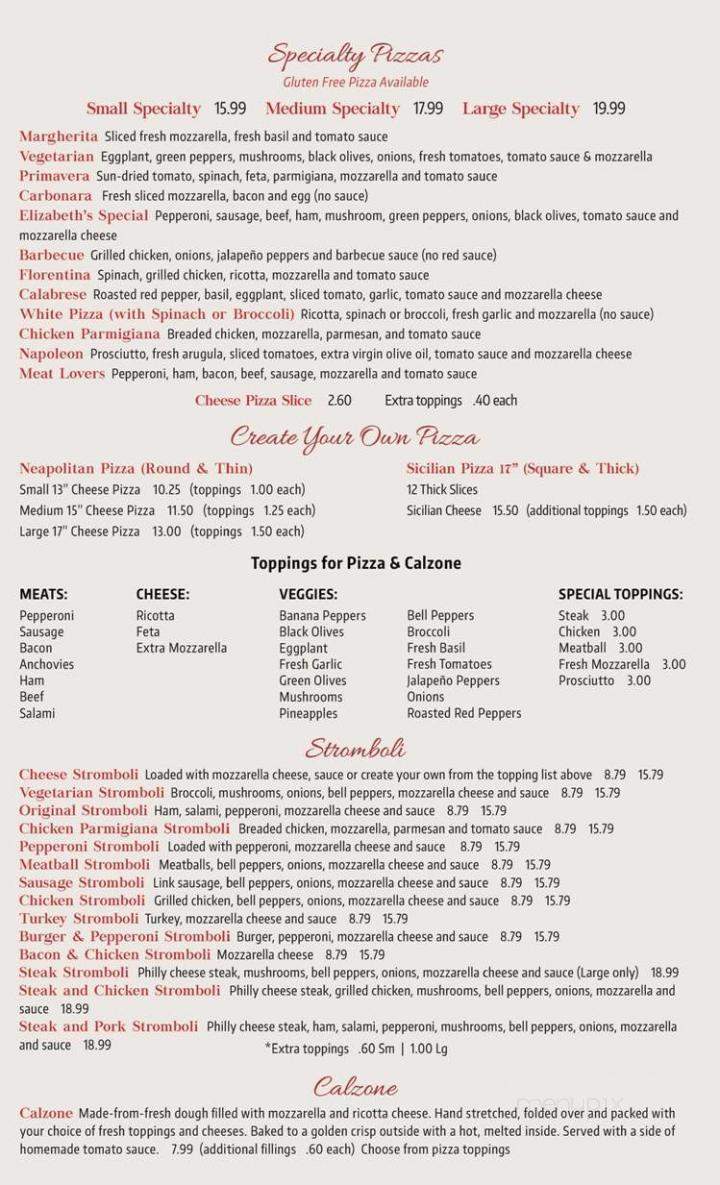 Elizabeth's Pizza - Wilmington, NC menu_pic