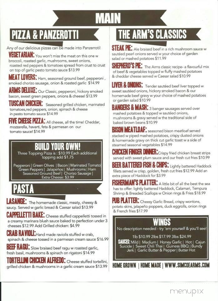 Simcoe Arms - Simcoe, ON menu_pic