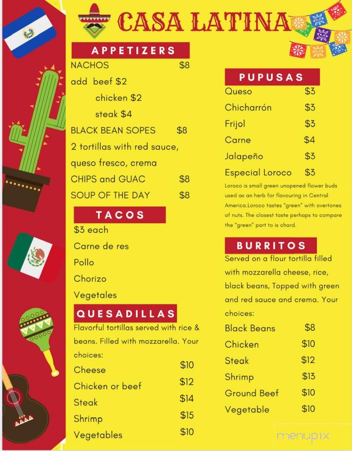 Casa Latina Pupusas Y Mas - Hudson, NY menu_pic