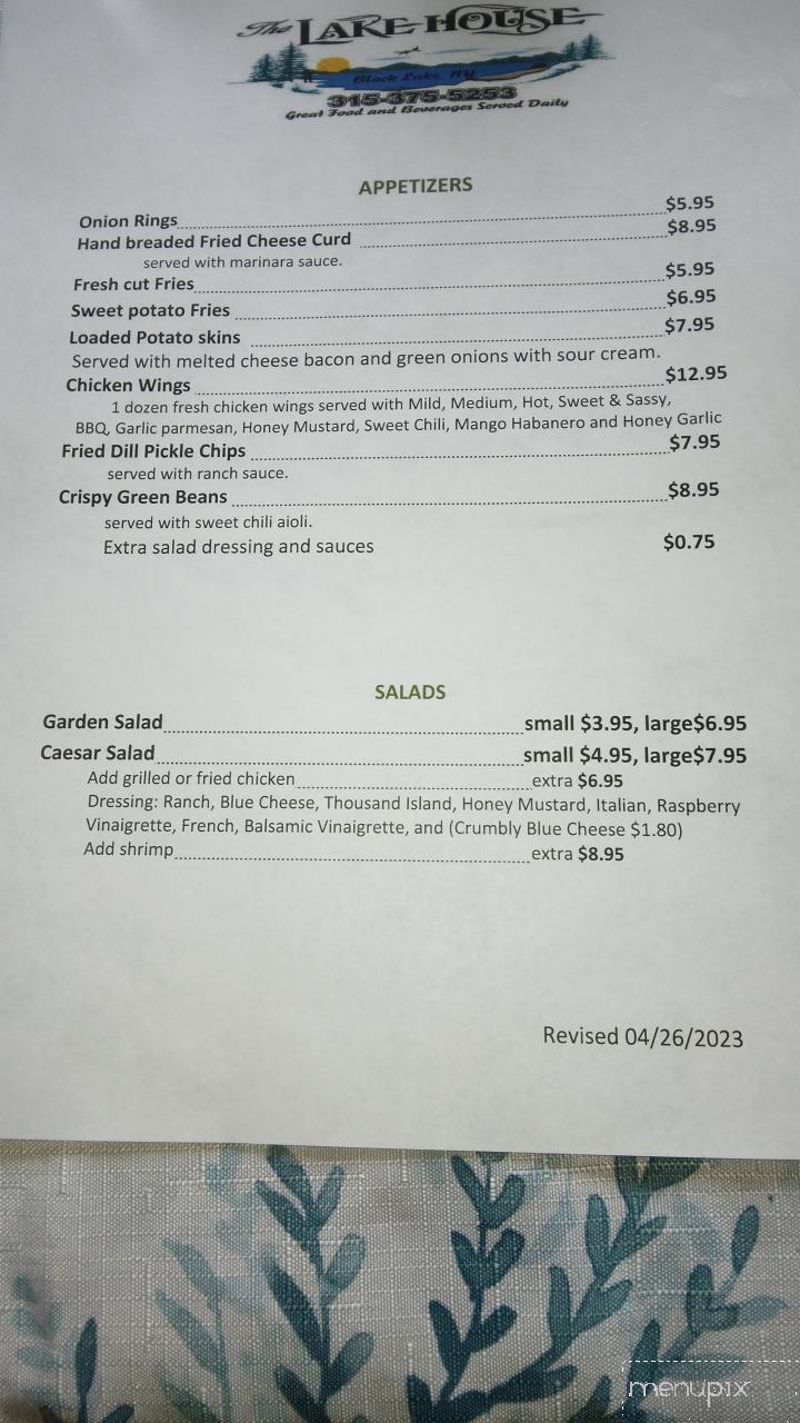 The Lakehouse - Hammond, NY menu_pic