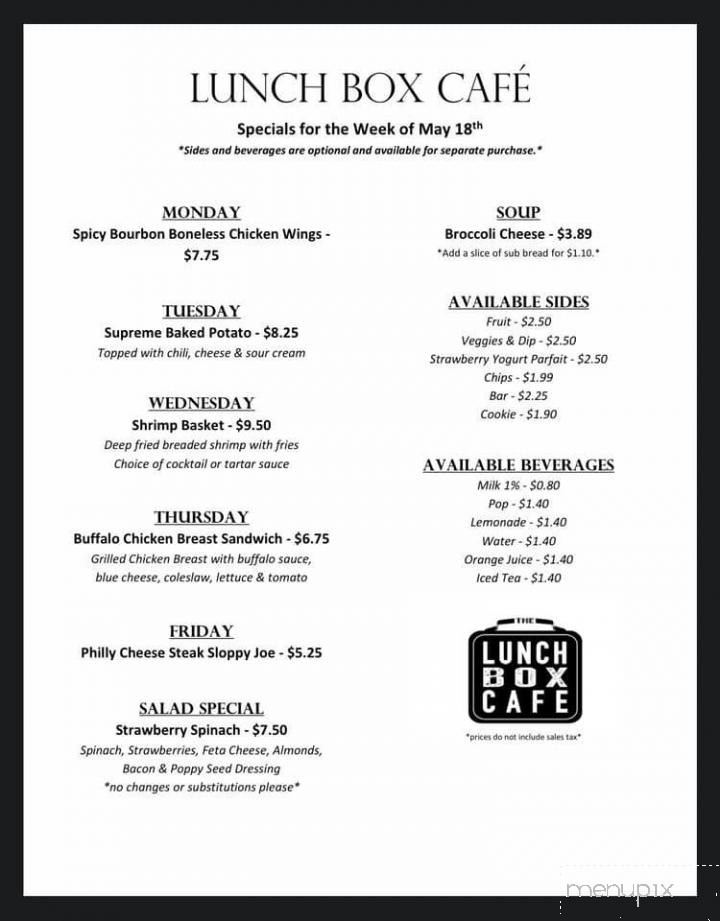 Lunchbox Cafe - Prinsburg, MN menu_pic