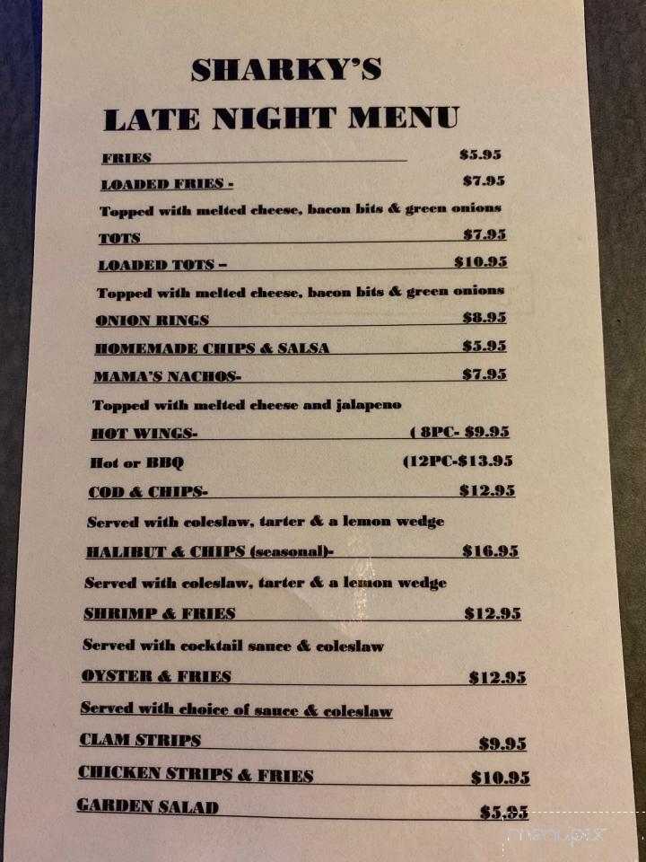 Sharkys Pub & Grub - Springfield, OR menu_pic