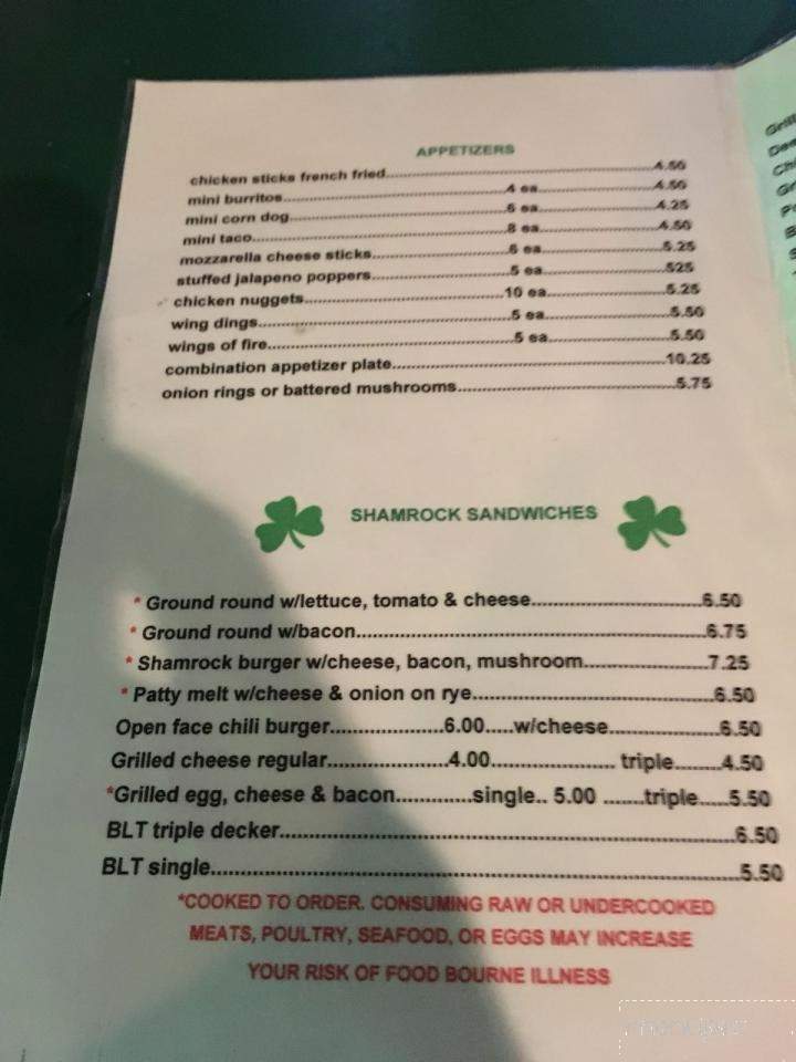 Shamrock Lounge - Brighton, MI menu_pic