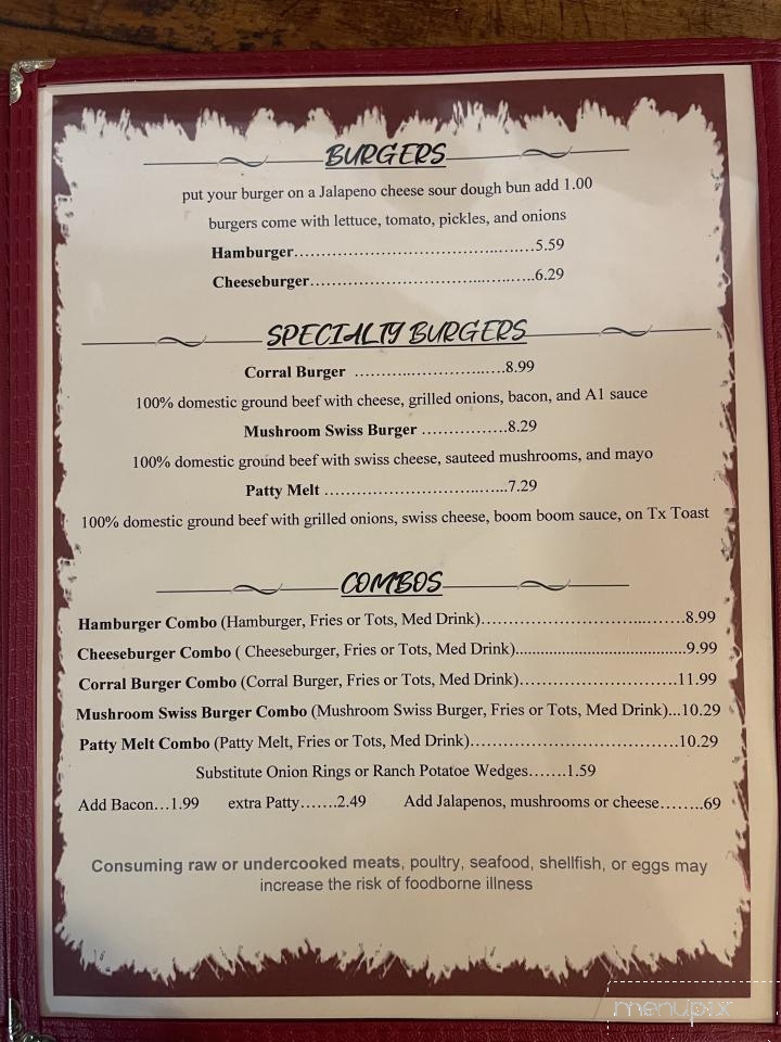 The Corral - Coleman, TX menu_pic