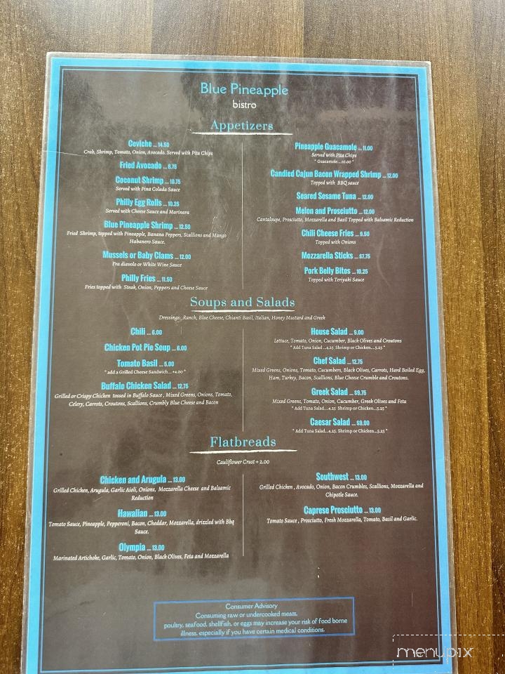 Blue Pineapple Bistro - Englewood, FL menu_pic