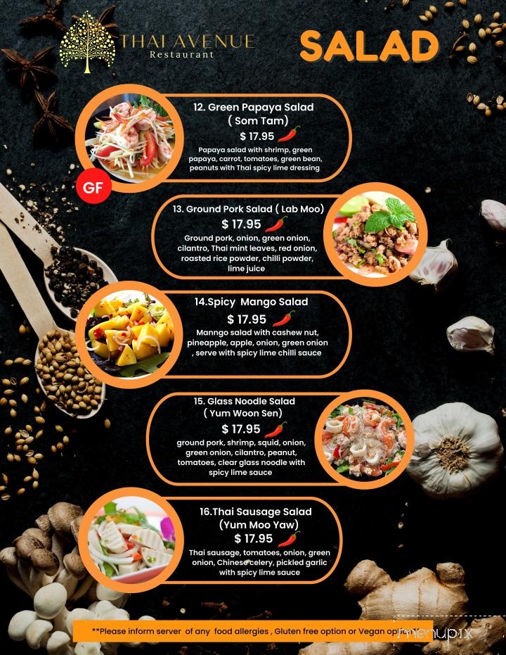 Thai Avenue Restaurant - Edmonton, AB menu_pic