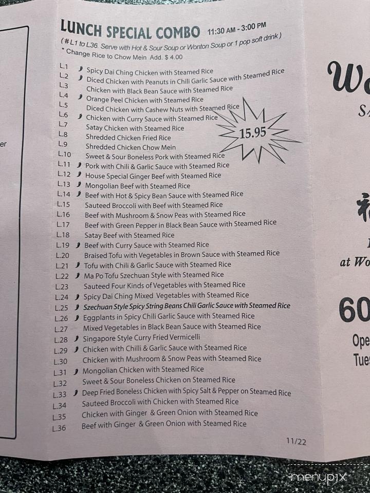 Wonderful Szechuan Restaurant - N Vancouver, BC menu_pic