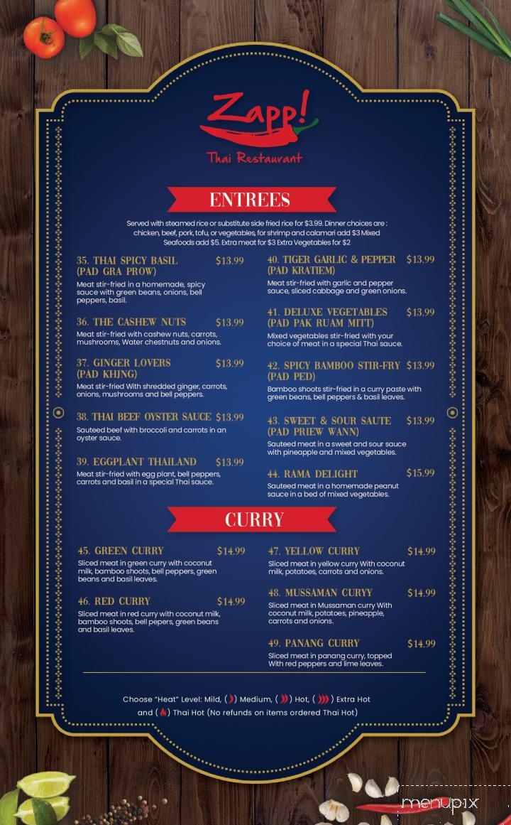 Zapp Thai Restaurant - Greenfield, IN menu_pic