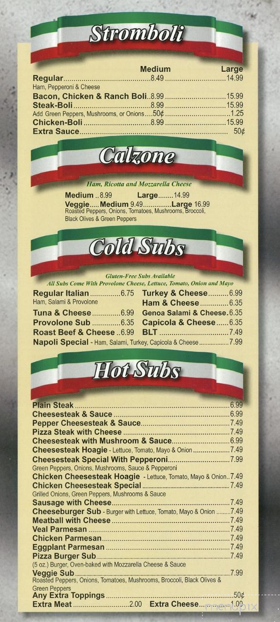 Napoli Pizza - Carlisle, PA menu_pic