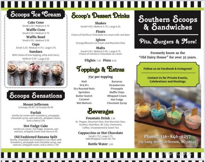 Southern Scoops - Jefferson, NC menu_pic