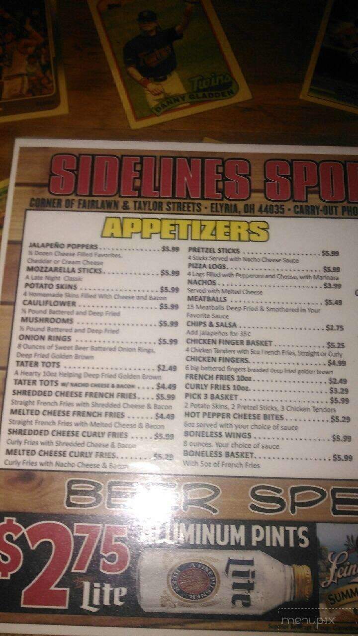 Online Menu of Sidelines Sports Grill, Elyria, OH