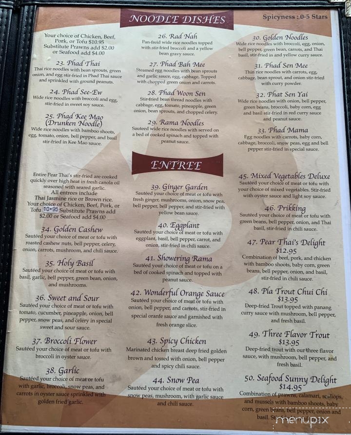 Pear Thai Cuisine - Anacortes, WA menu_pic
