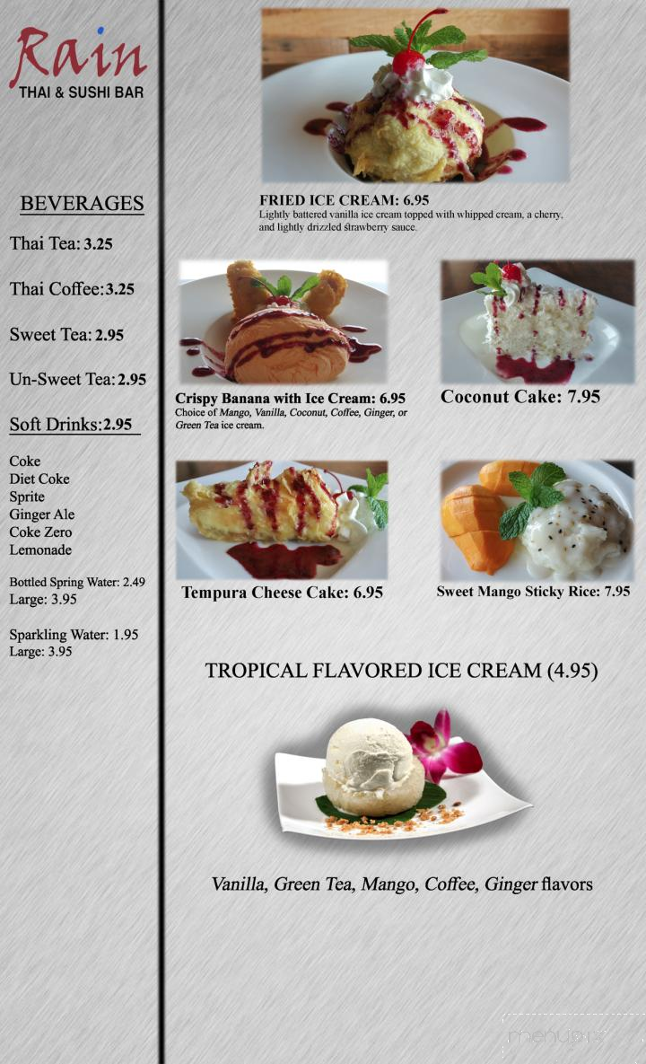 Rain Thai & Sushi Bar - Atlanta, GA menu_pic