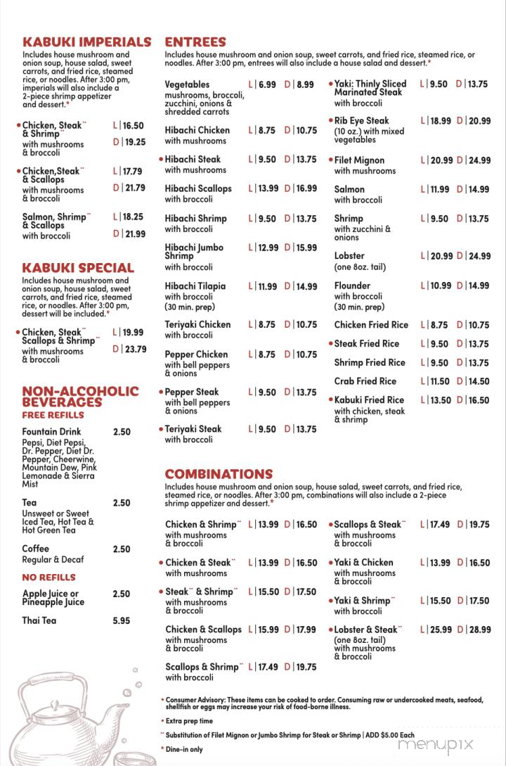 Kabuki Japanese Seafood & Steakhouse - Lexington, NC menu_pic