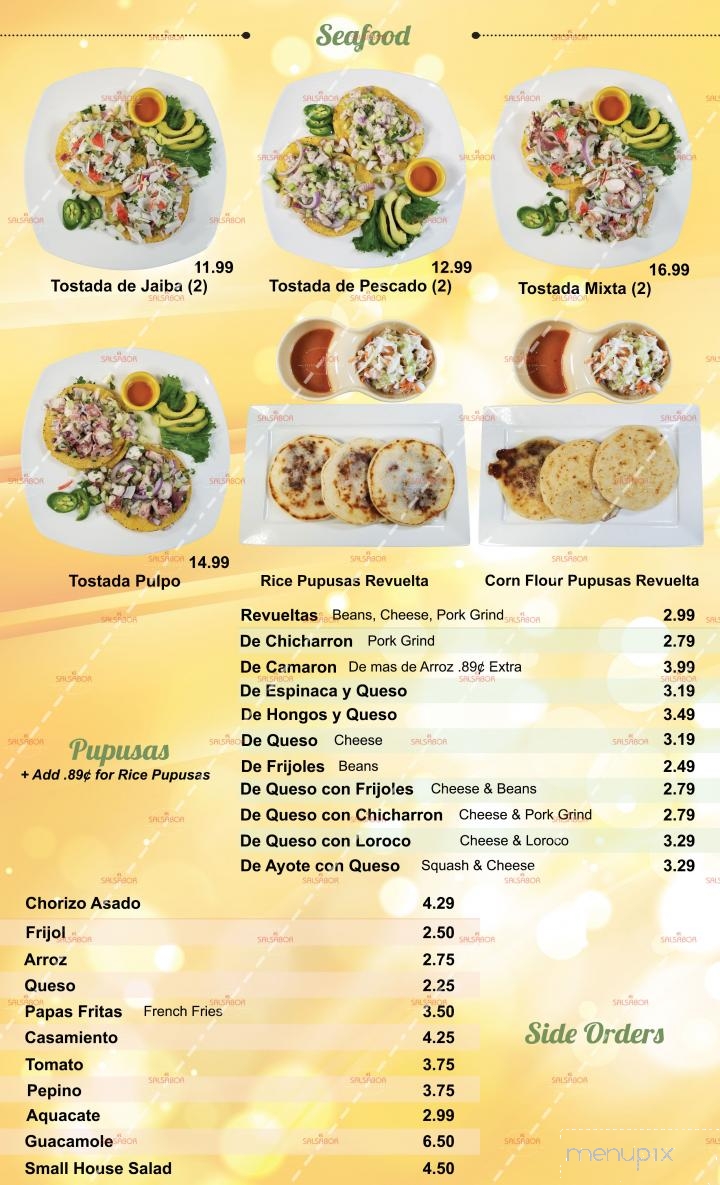 El Salsabor Restaurant Y Pupuseria - Los Angeles, CA menu_pic