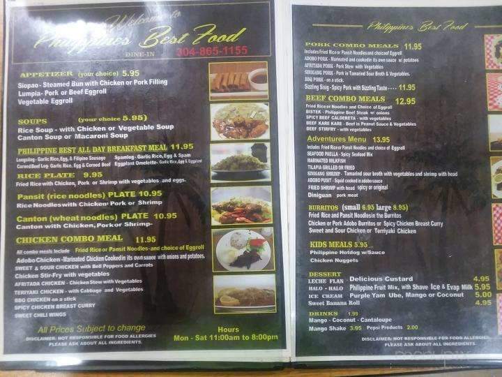 Philippines Best Food Carry-out - Parkersburg, WV menu_pic