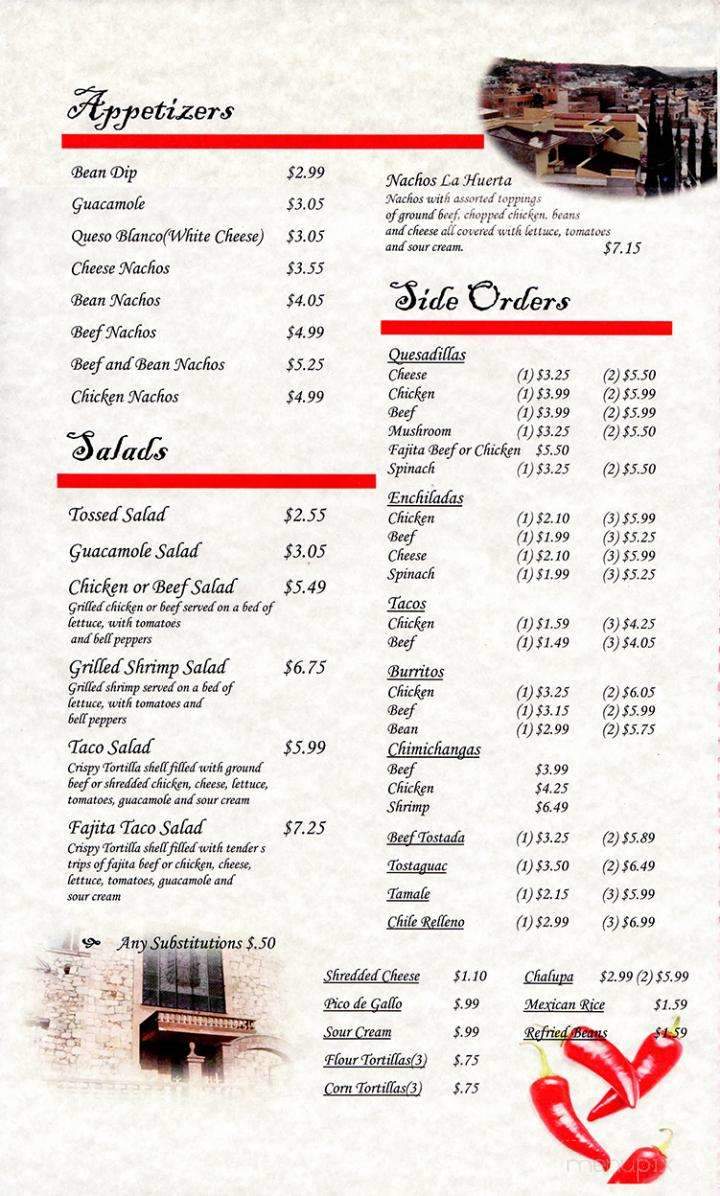 La Huerta - Fayetteville, AR menu_pic
