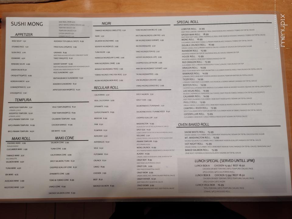 Sushi Mong - Campbell River, BC menu_pic