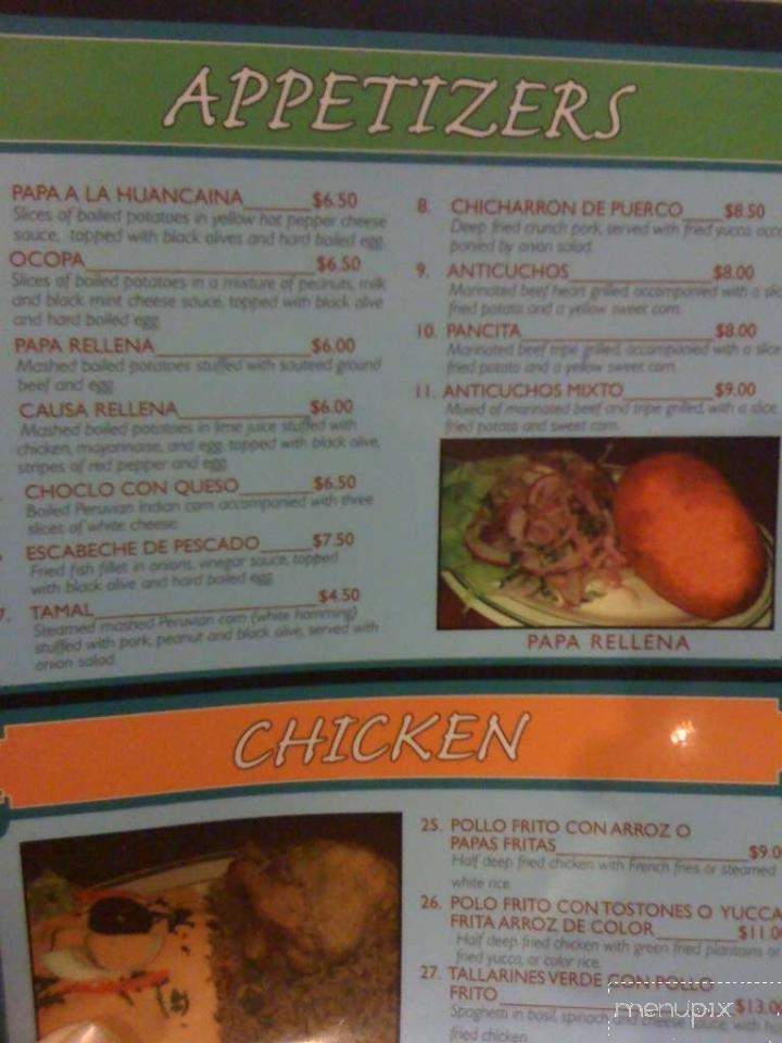 Sabor Peruano - Fairfield, OH menu_pic