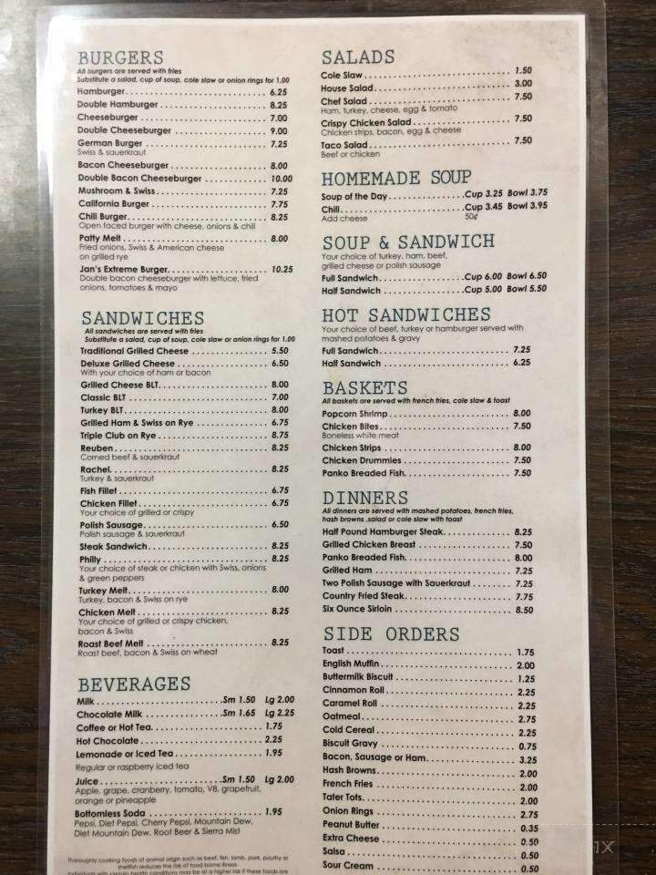 Jan's Place - Alexandria, MN menu_pic