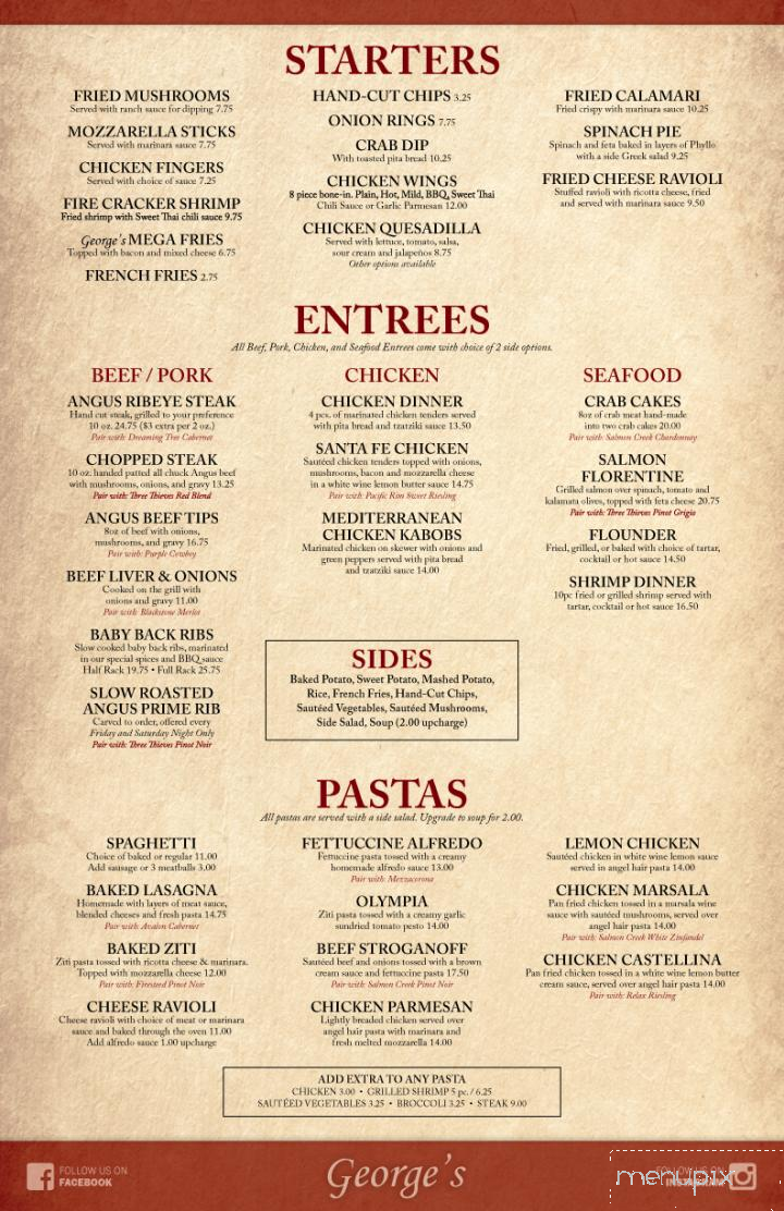 George's Family Restaurant - Oxford, NC menu_pic