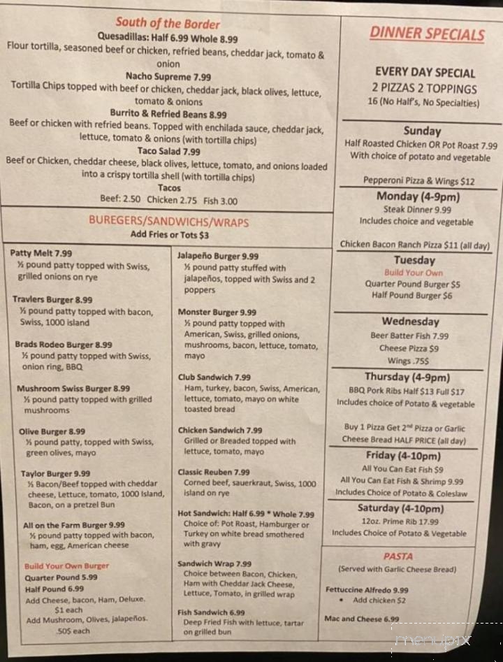 Travlers Bar & Grill - Leroy, MI menu_pic
