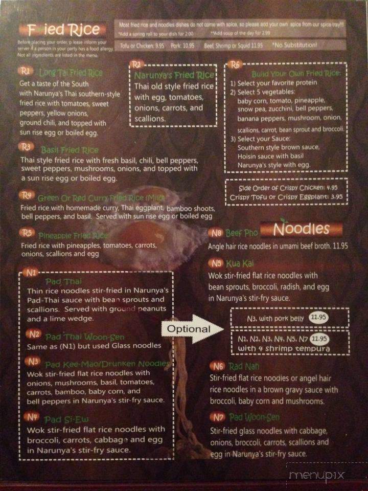 Narunya's - Belton, TX menu_pic