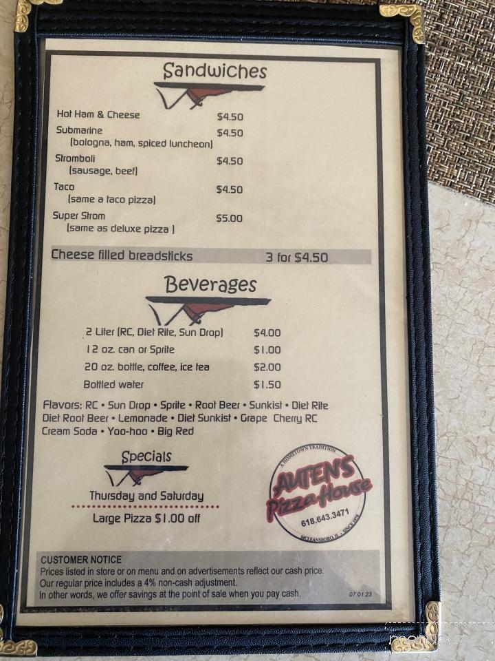 Auten's Pizza House - McLeansboro, IL menu_pic