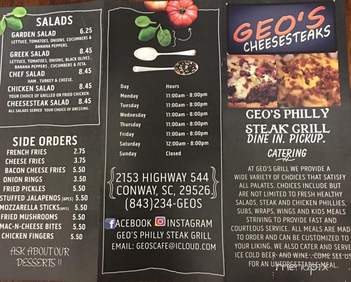Geo's Philly Steak Grill - Conway, SC menu_pic