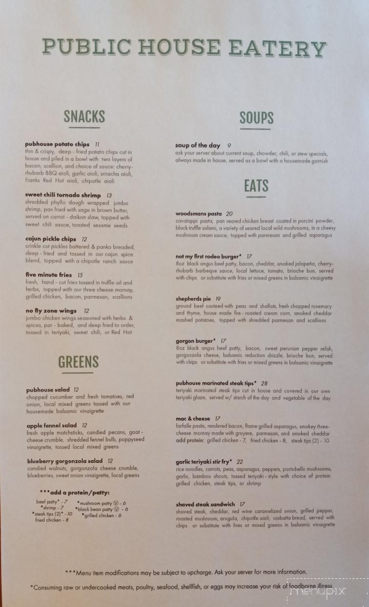 Public House Eatery - Gorham, NH menu_pic