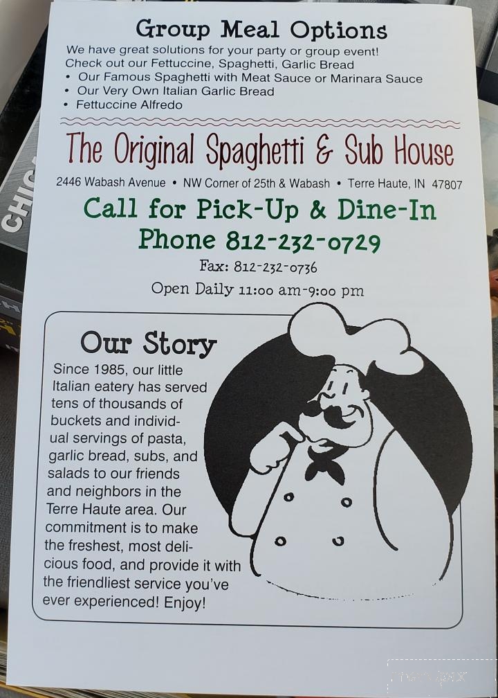 Spaghetti Shop - Terre Haute, IN menu_pic