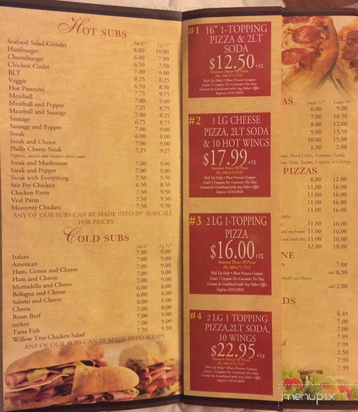 Swansea House of Pizza - Swansea, MA menu_pic