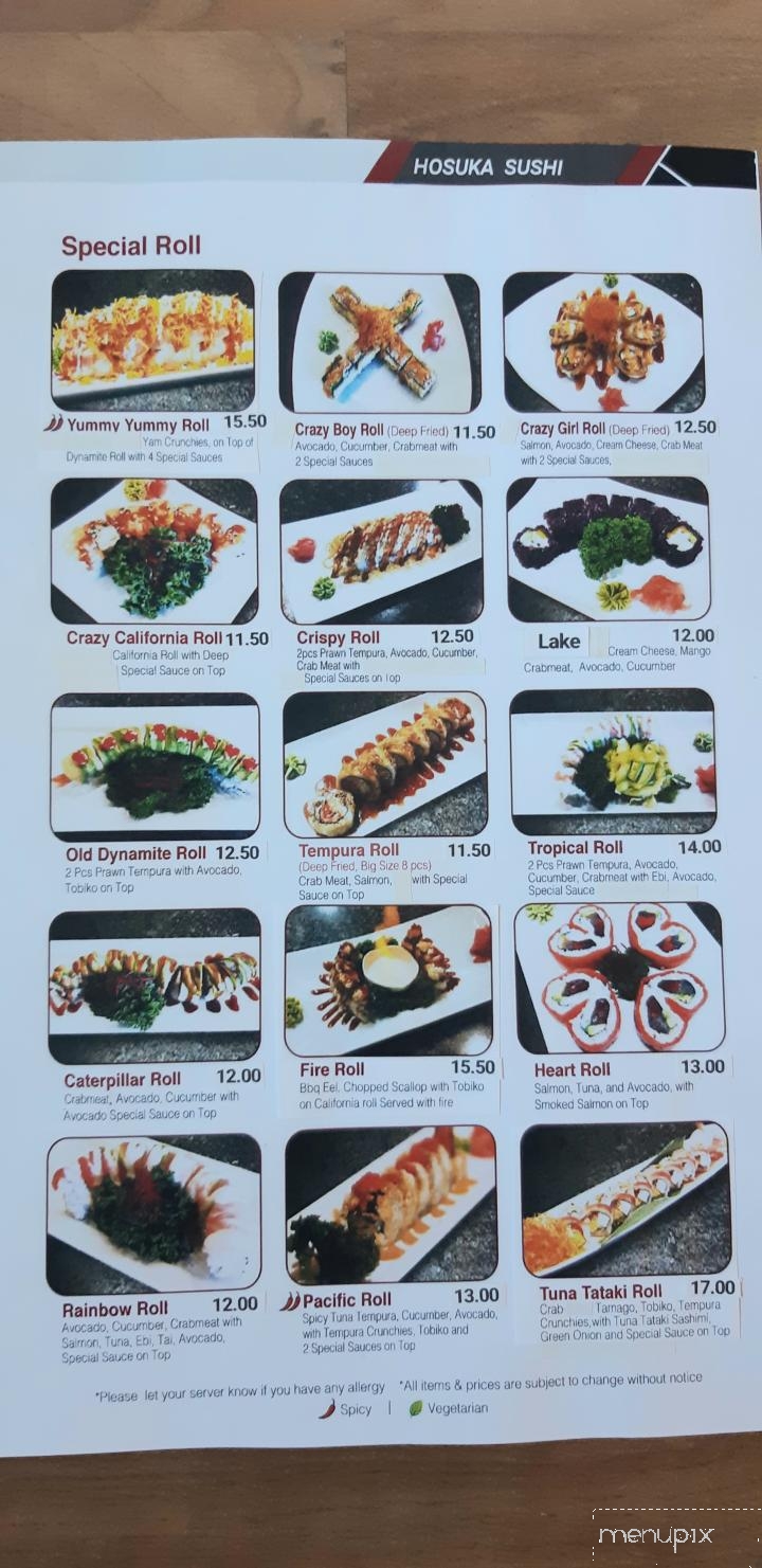 Hosuka - Shawnigan Lake, BC menu_pic