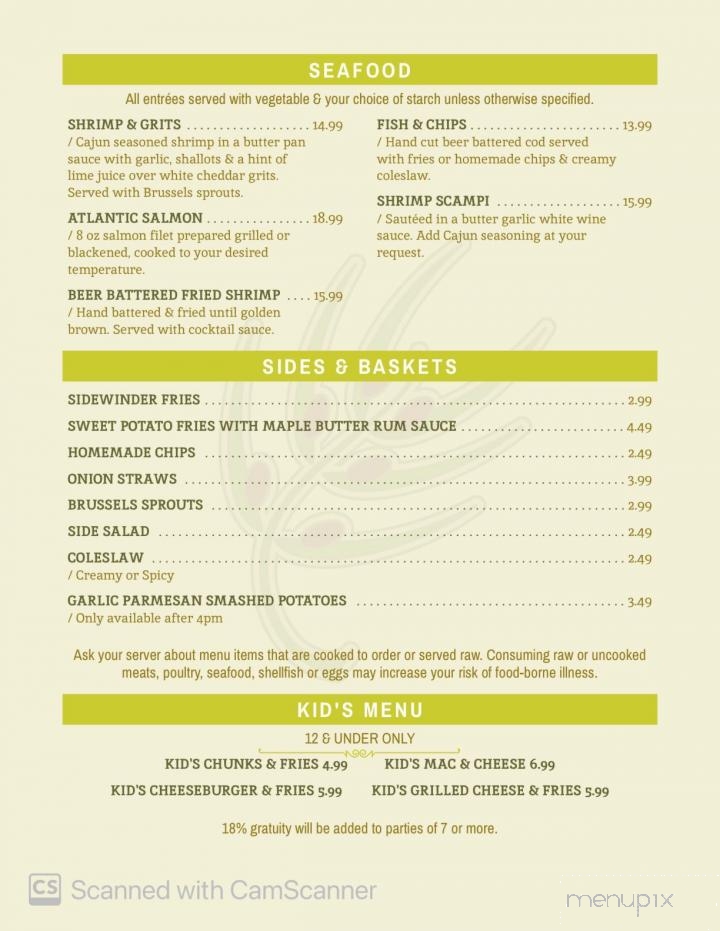 Quimby's Food & Spirits - Lambertville, MI menu_pic