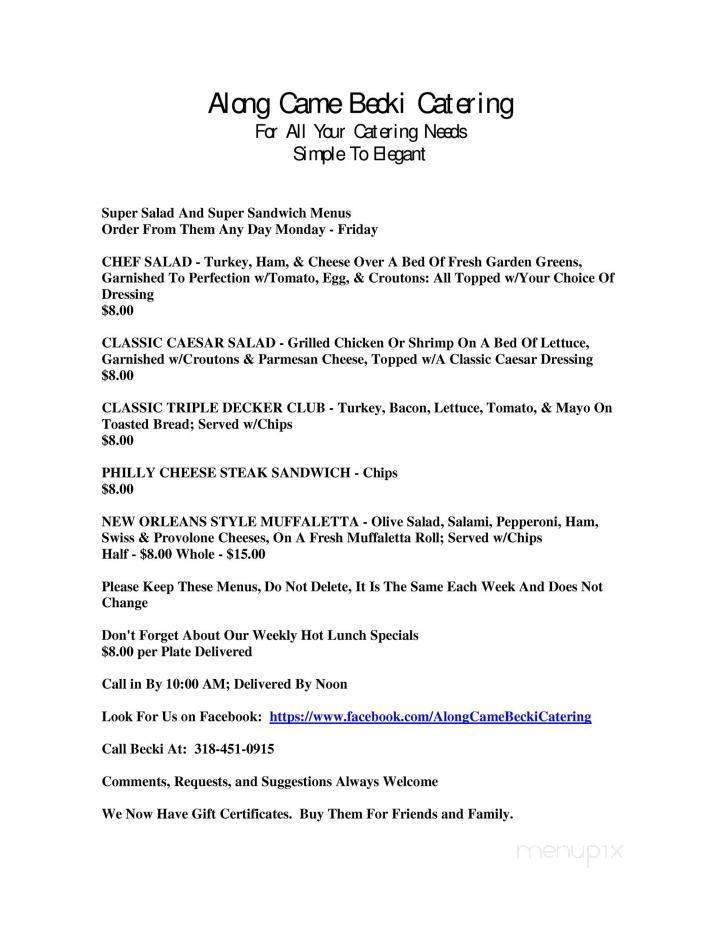 Along Came Becki - Alexandria, LA menu_pic