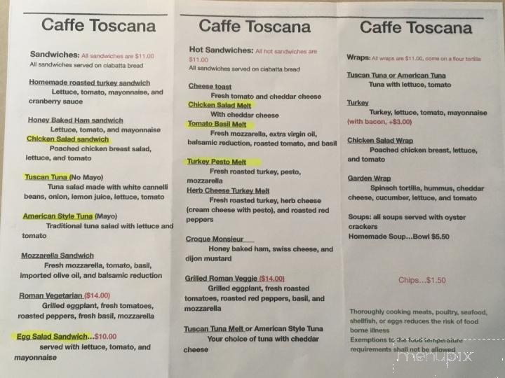 Caffe Toscana - Old Saybrook, CT menu_pic