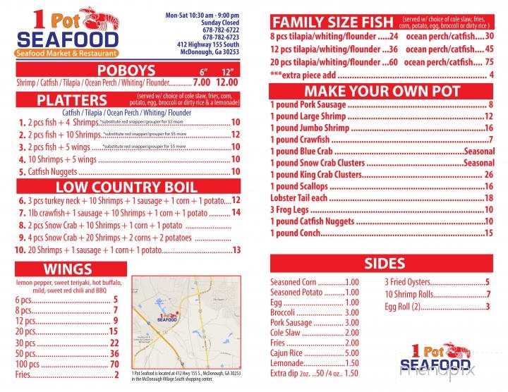 1 Pot Seafood - McDonough, GA menu_pic