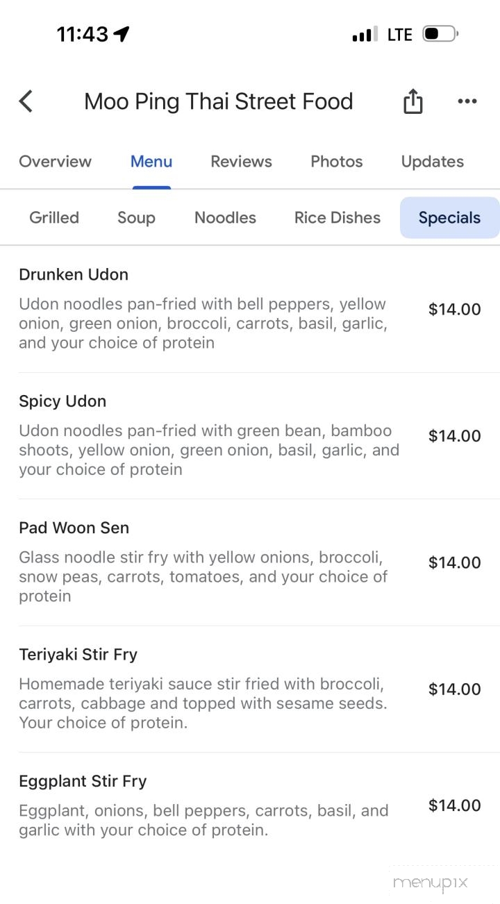 Moo Ping Thai Street Food - Eugene, OR menu_pic