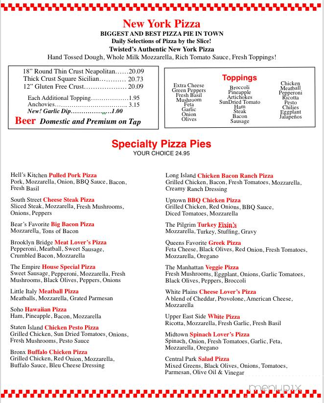 TWISTED Pizza Subs and Ice Cream - Provincetown, MA menu_pic