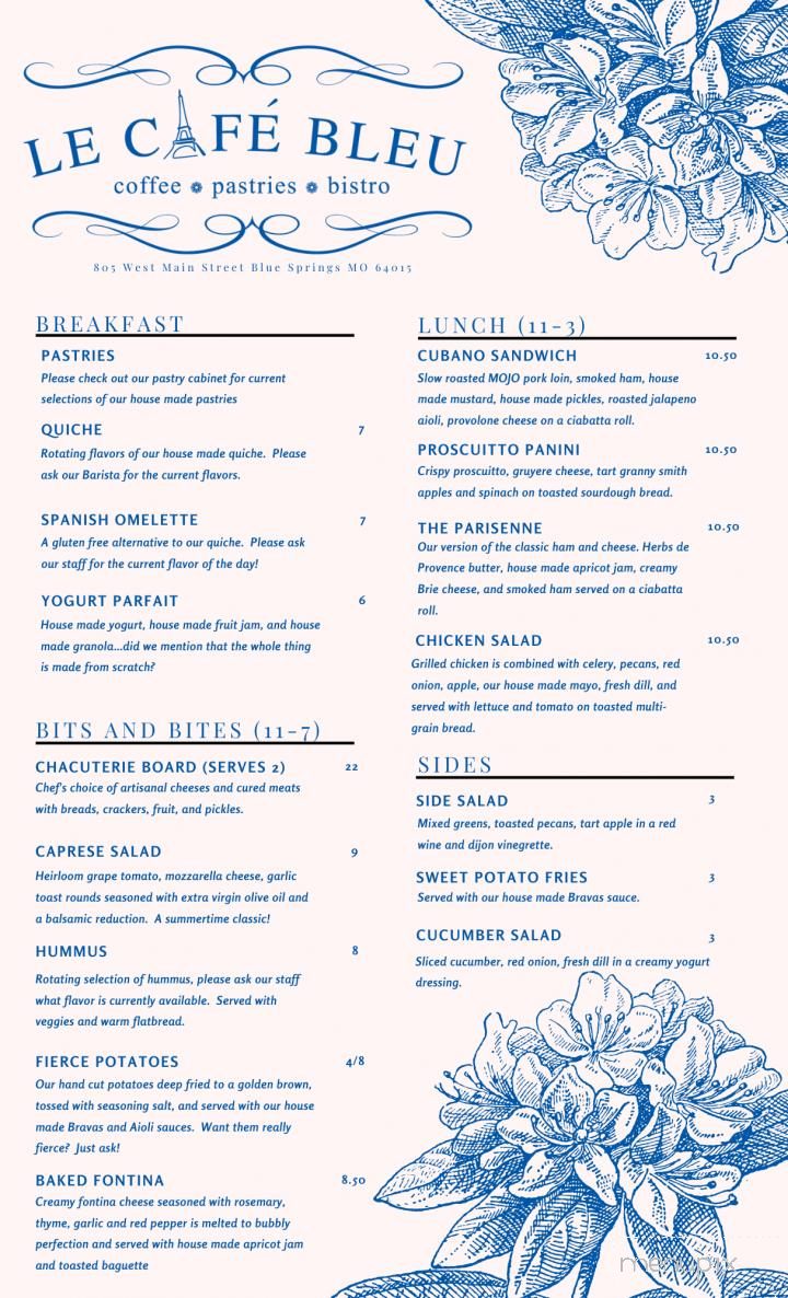 Le Cafe Bleu - Blue Springs, MO menu_pic