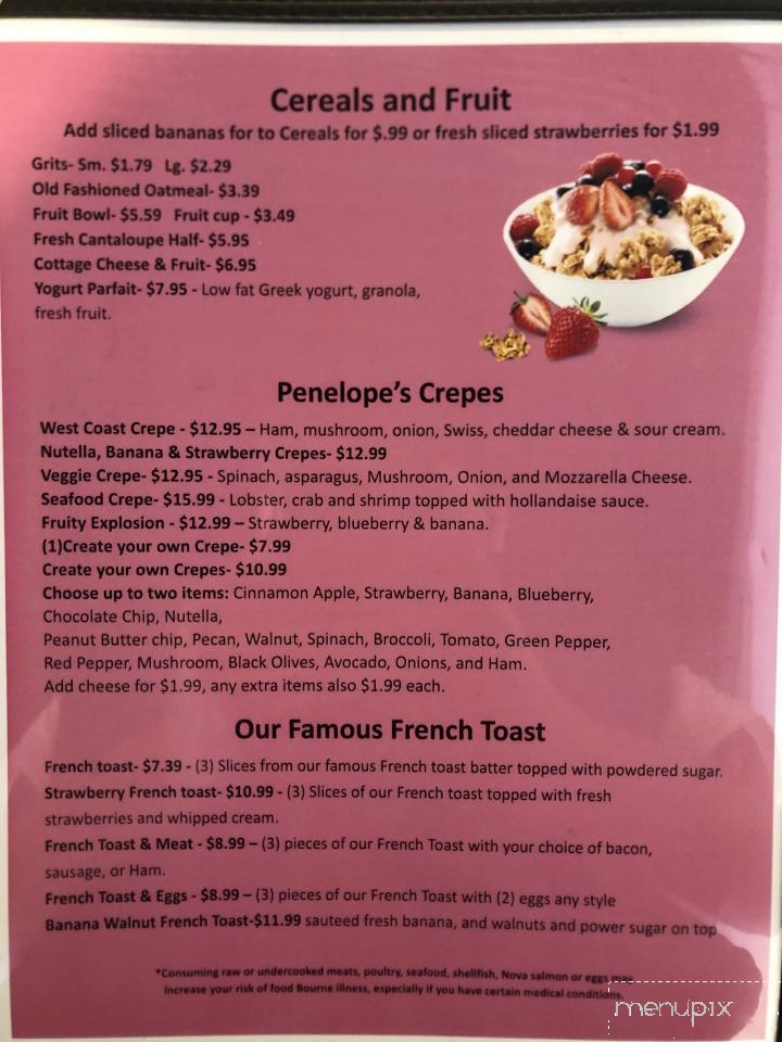 Penelope's diner - Delray Beach, FL menu_pic