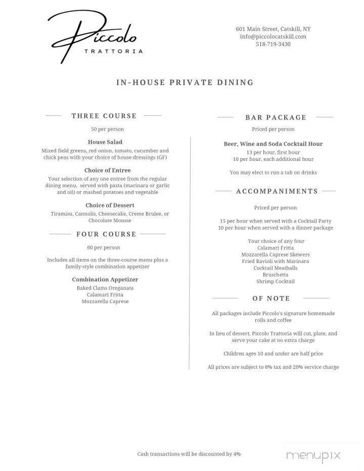 Piccolo Trattoria - Catskill, NY menu_pic