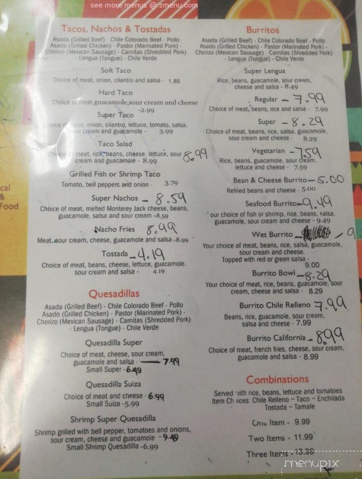 El Mezcal - San Andreas, CA menu_pic