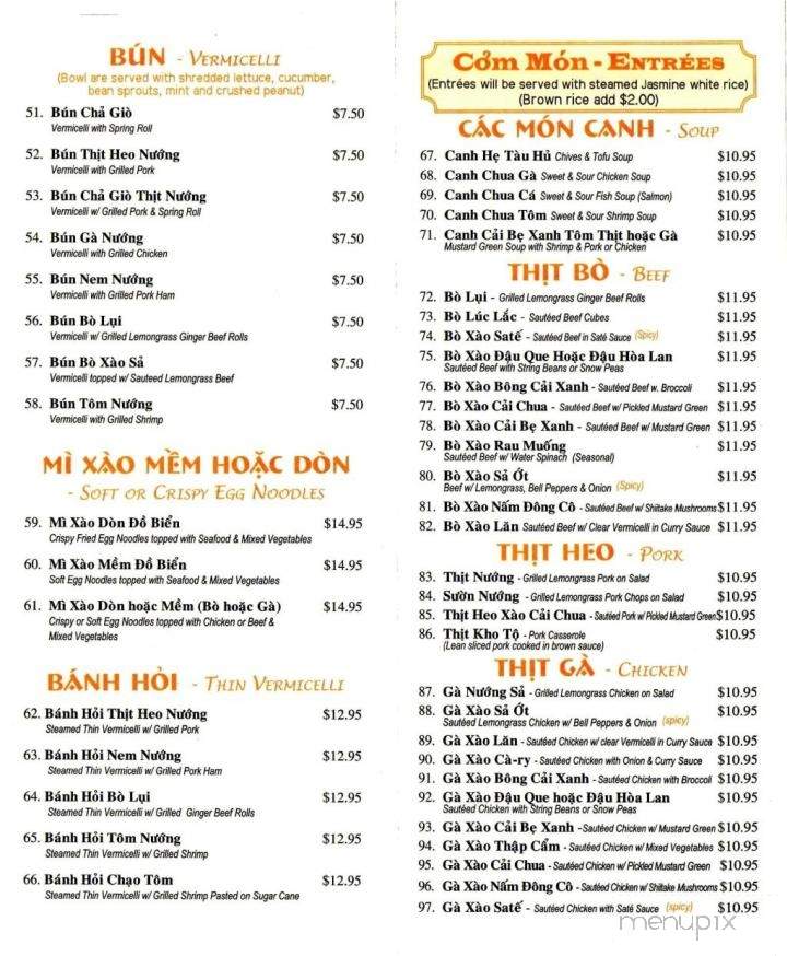 Binh Duong Restaurant - Bloomfield, NJ menu_pic