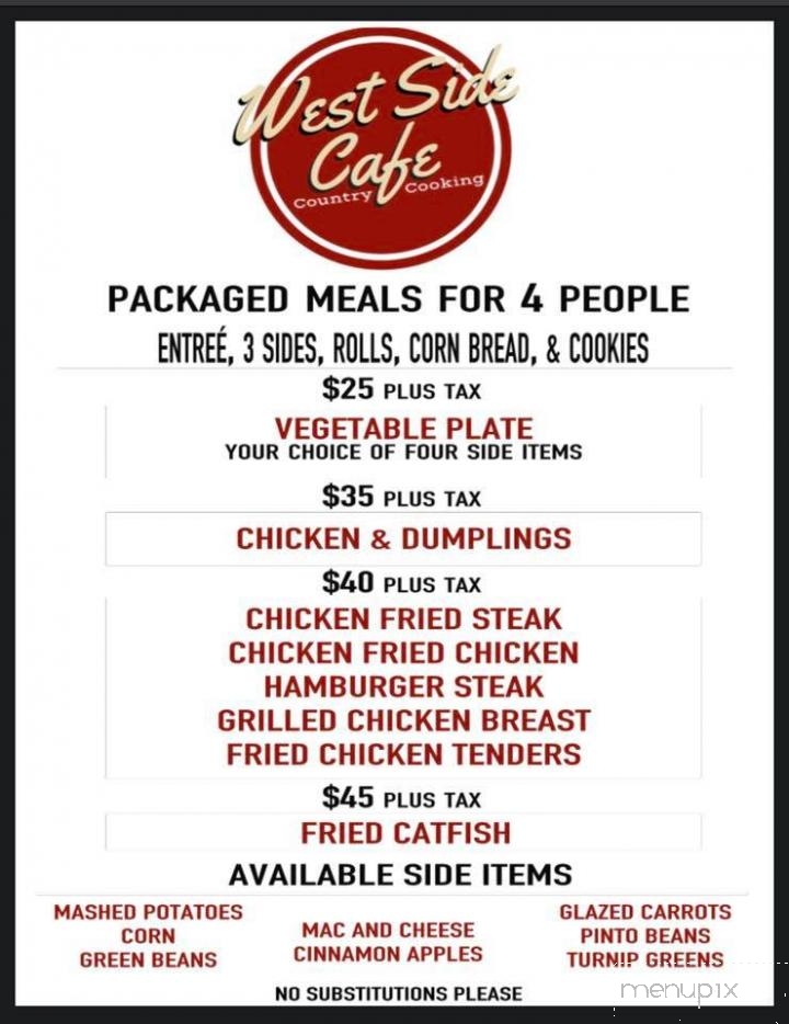 West Side Cafe - Fort Worth, TX menu_pic