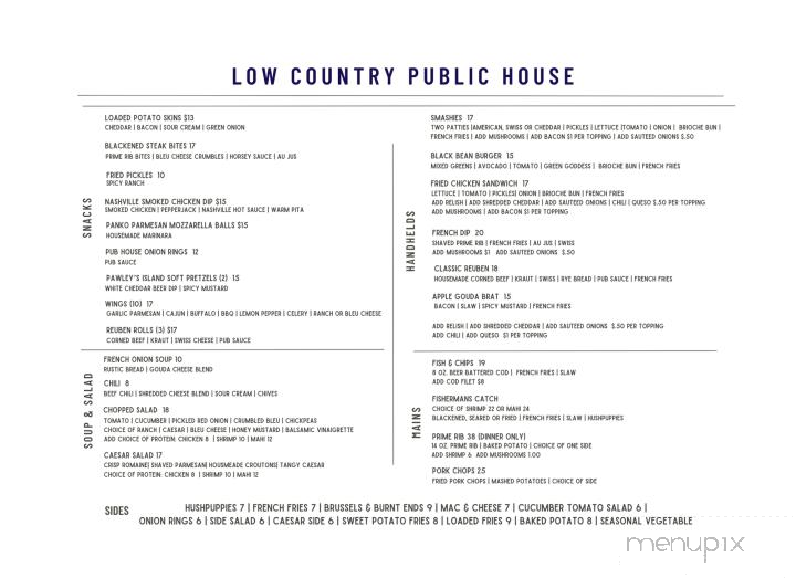 Low Country Public House - Summerville, SC menu_pic