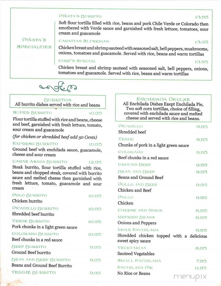 La Pinata Family Mexican - Drain, OR menu_pic
