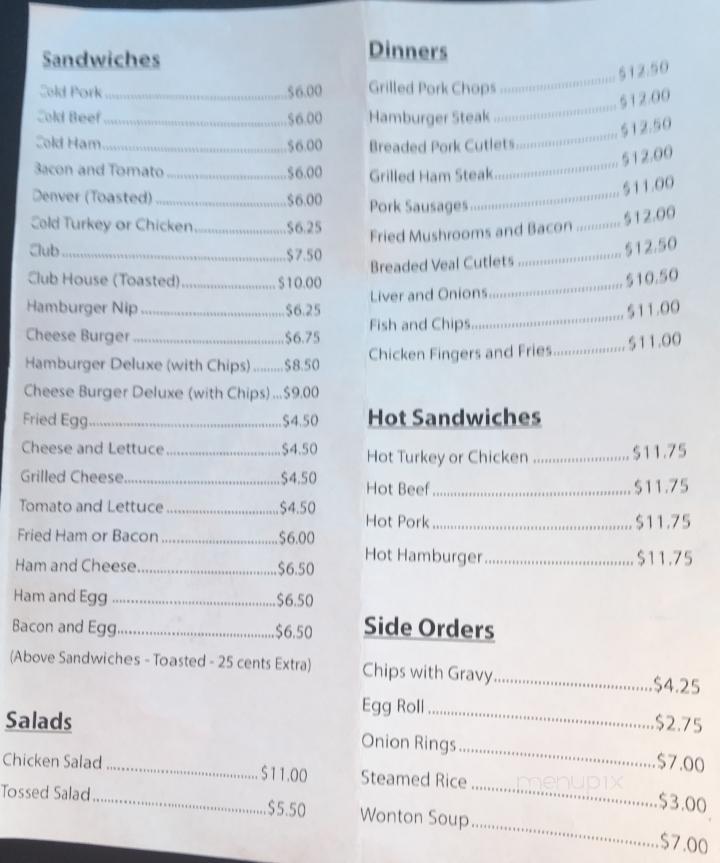 Wong's Cafe - Canora, SK menu_pic