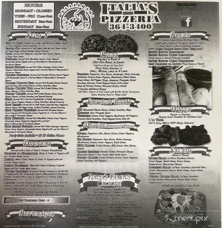 Italia's Pizzeria - Marysville, MI menu_pic