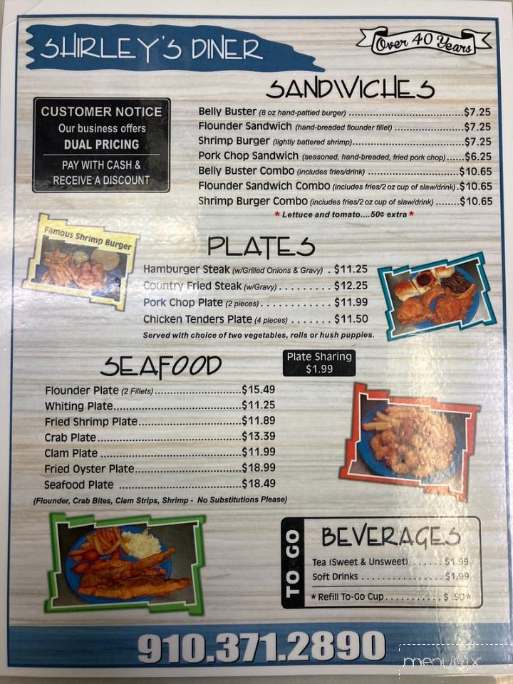 Shirley's Diner - Leland, NC menu_pic
